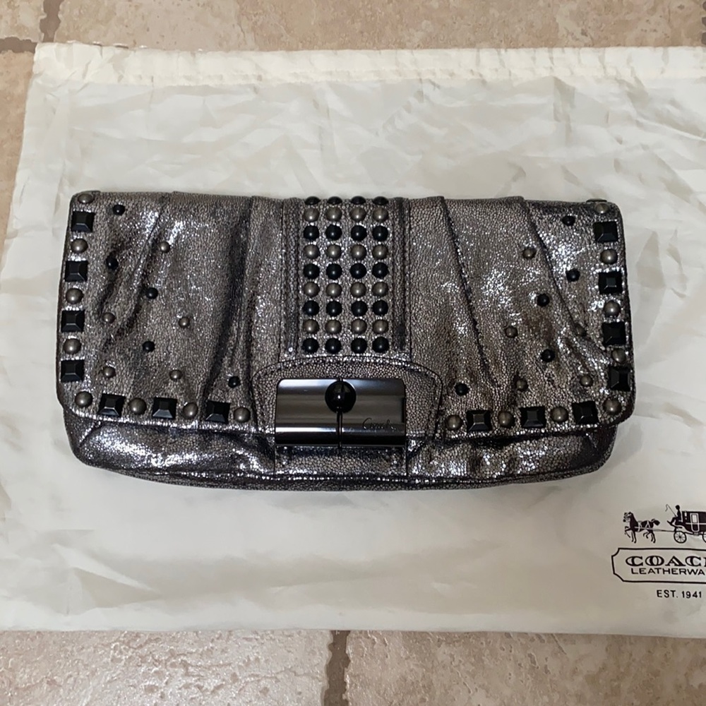 COACH gunmetal clutch